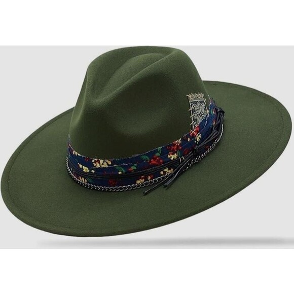 Oiernfe Vintage Style Wide Brim Fedora Unisex L/XL Handmade Felt Western Hat - Picture 2 of 9